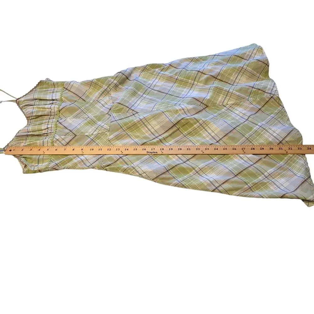 Vintage Tommy Jeans Babydoll Dress Womens Size Medium Green Plaid Preppy Y2K - Picture 13 of 14